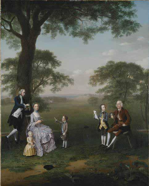 Arthur Devis The Clavey family in their garden at Hampstead Sweden oil painting art